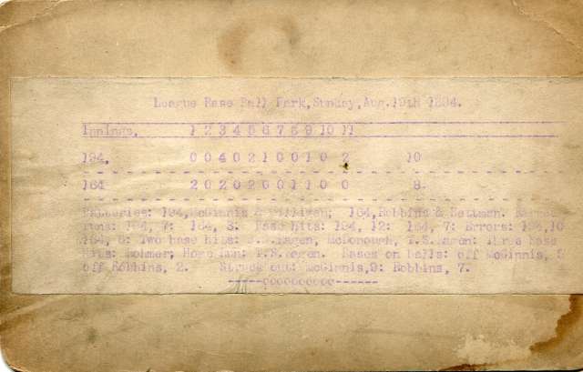 League Base Ball Park Philadelphia, PA Sunday August 19th, 1894